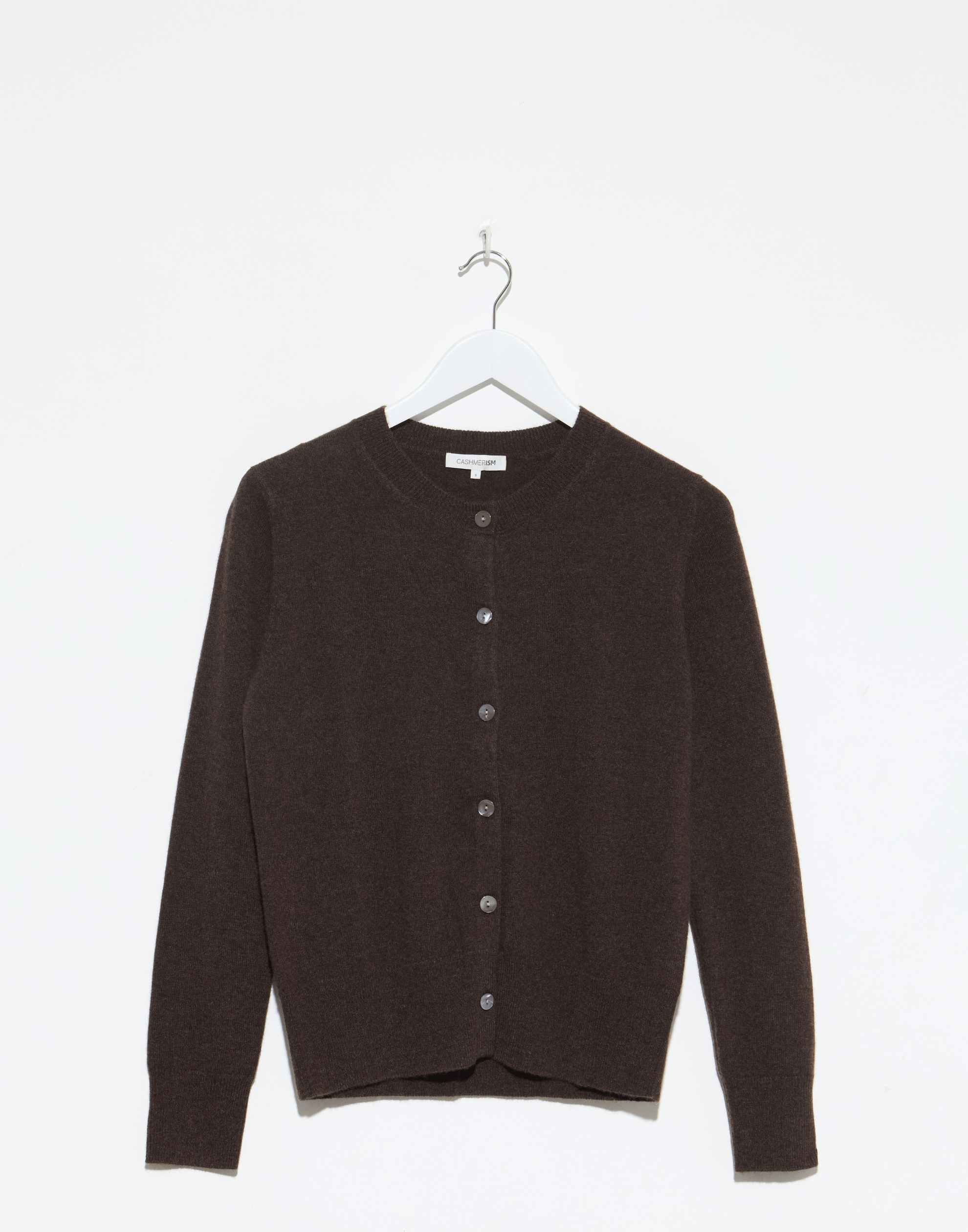 Chocolate Cashmere Crew Neck Cardigan
