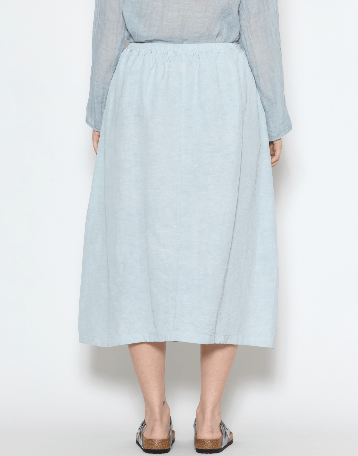 Moonish Blue Linen Viscose Chaka Skirt