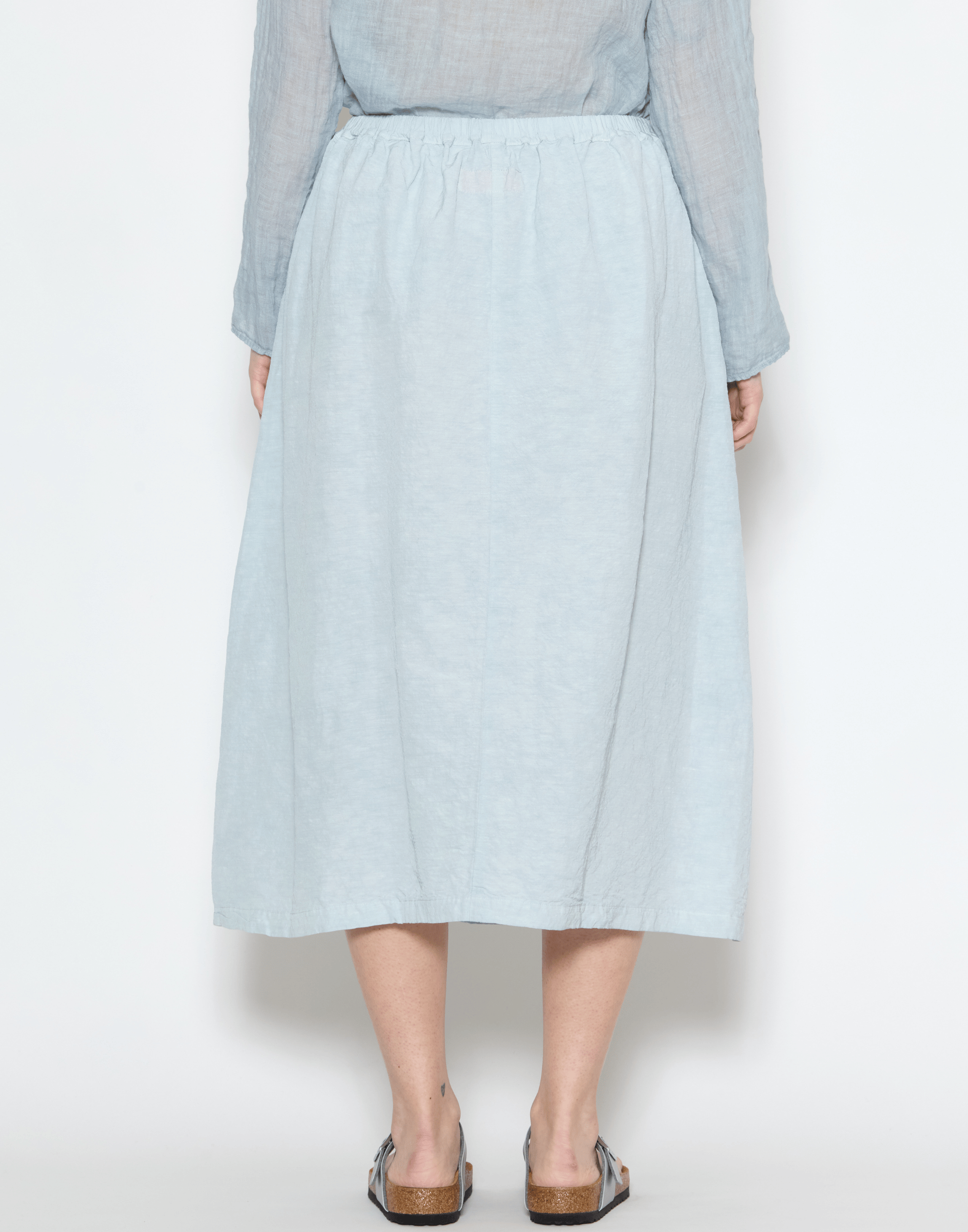 Moonish Blue Linen Viscose Chaka Skirt