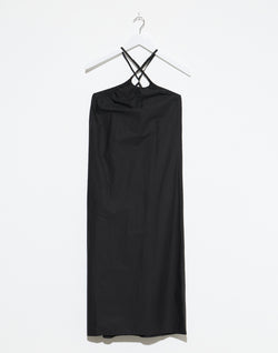 Black Cotton Key Hole Midi Dress