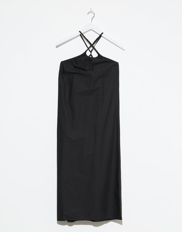Black Cotton Key Hole Midi Dress