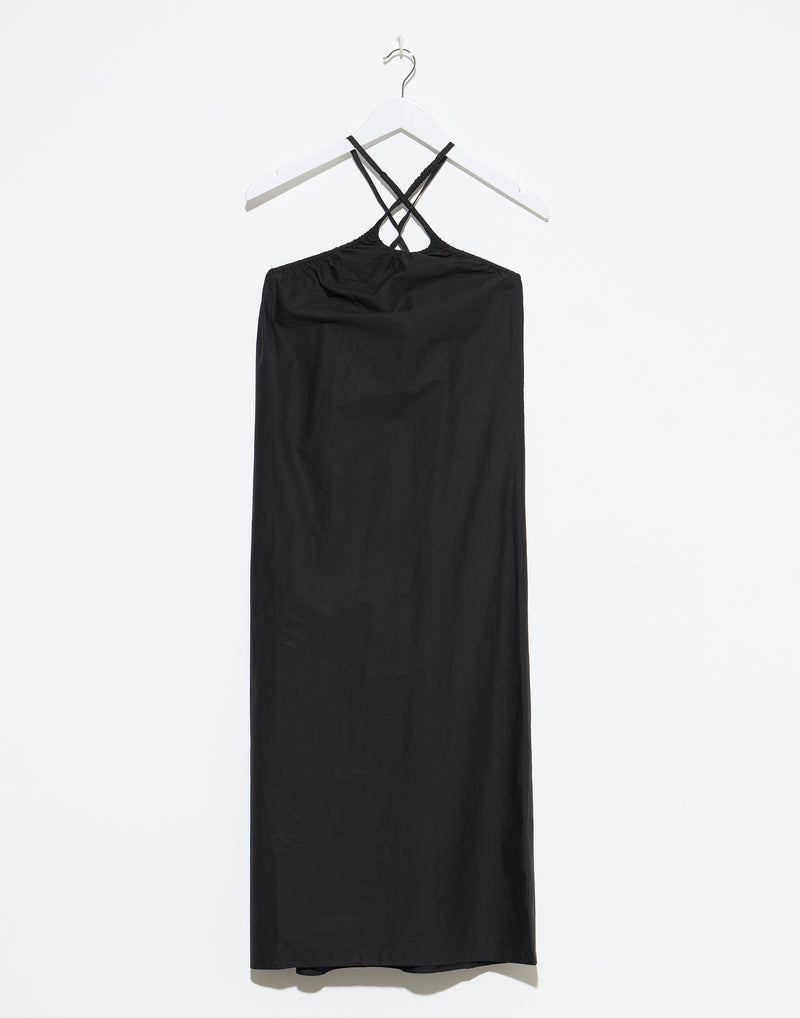 Black Cotton Key Hole Midi Dress