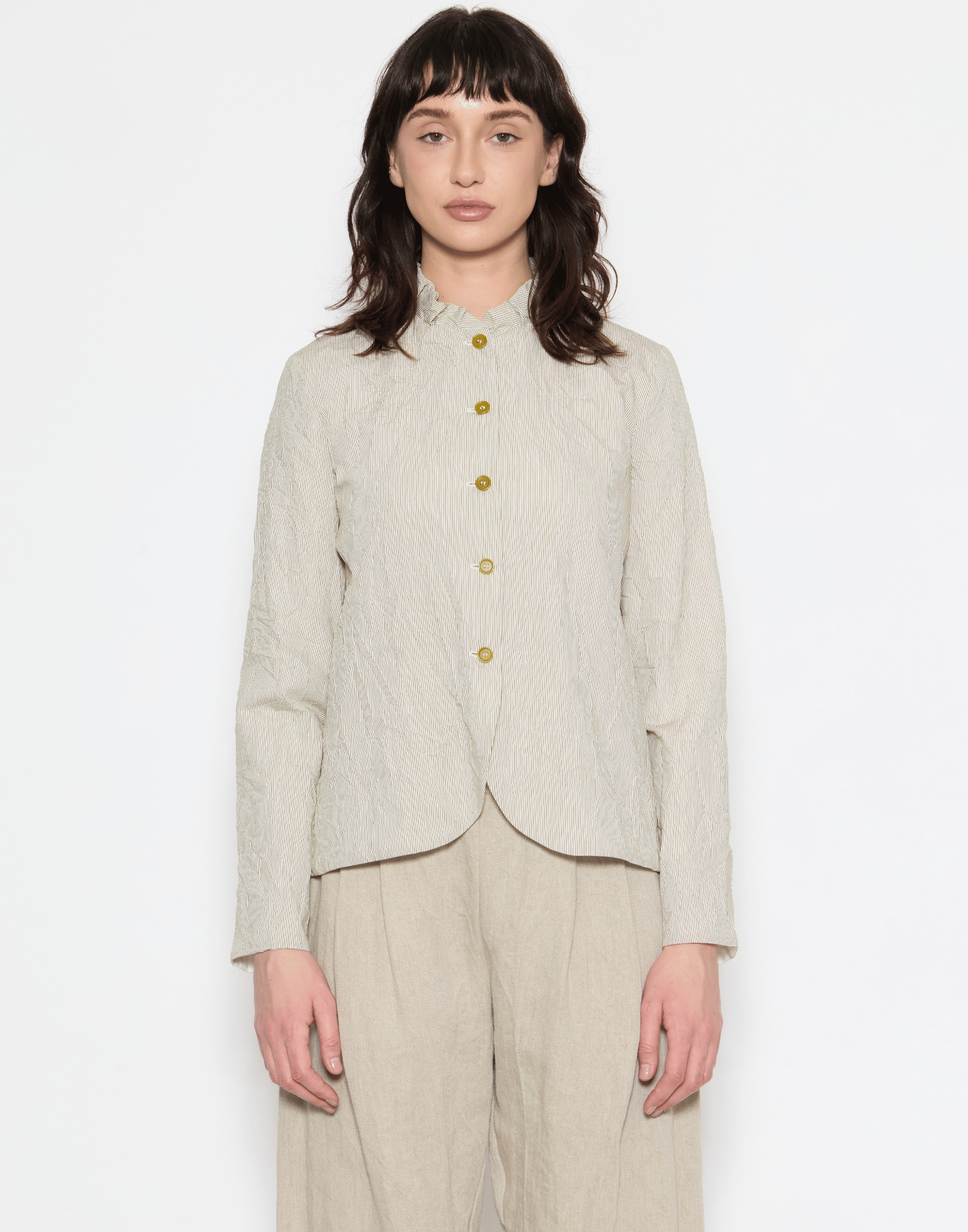 Oilio & Ecru Pinstripe Viscose Blend Jacket
