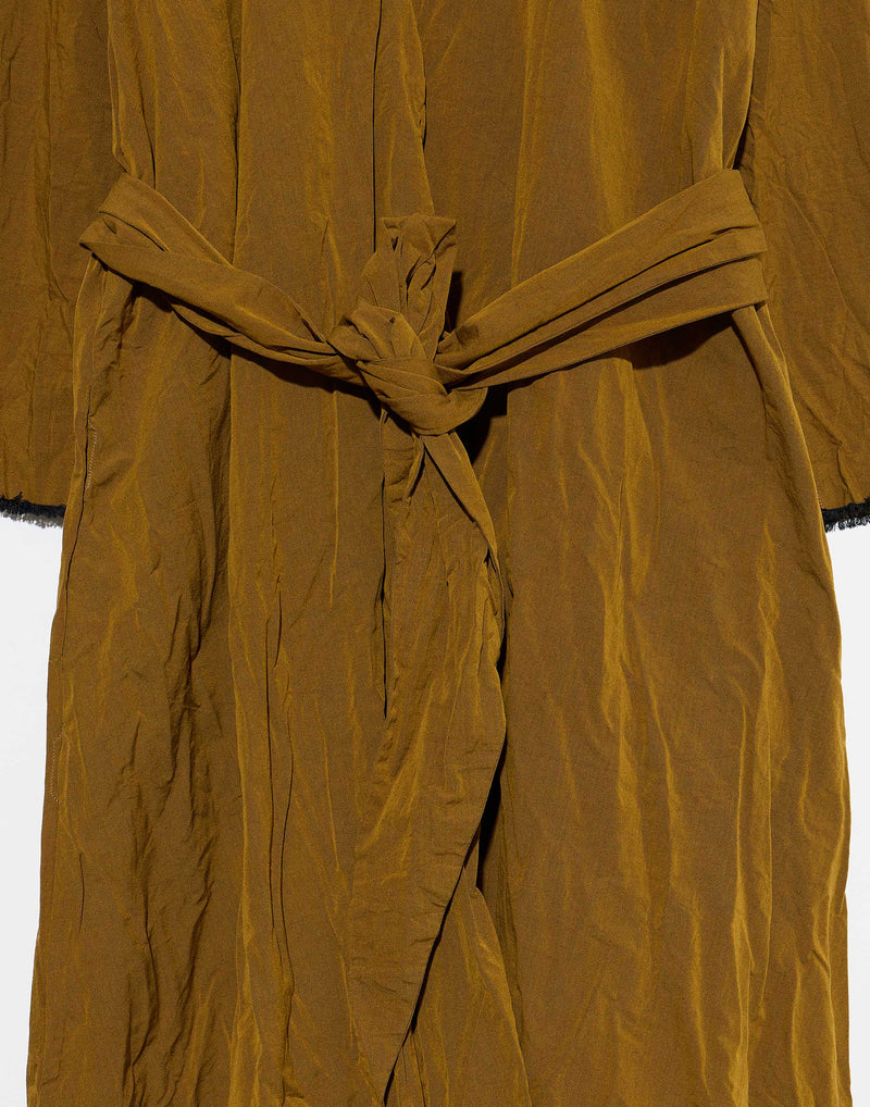 Gold Cotton Spicchi Colletto Lavato Dress
