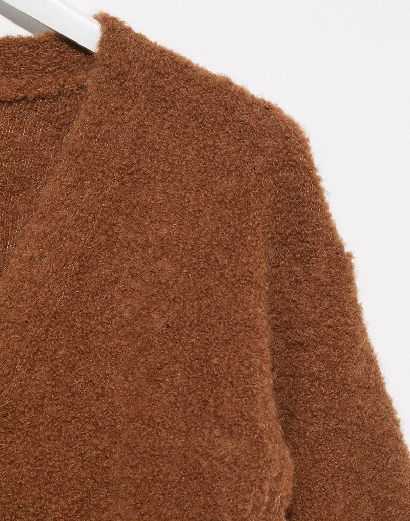 Caramel Alpaca Blend V Neck Cardigan