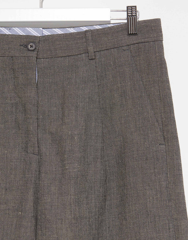 Grey Wool & Linen Wide Leg Farmer Pants