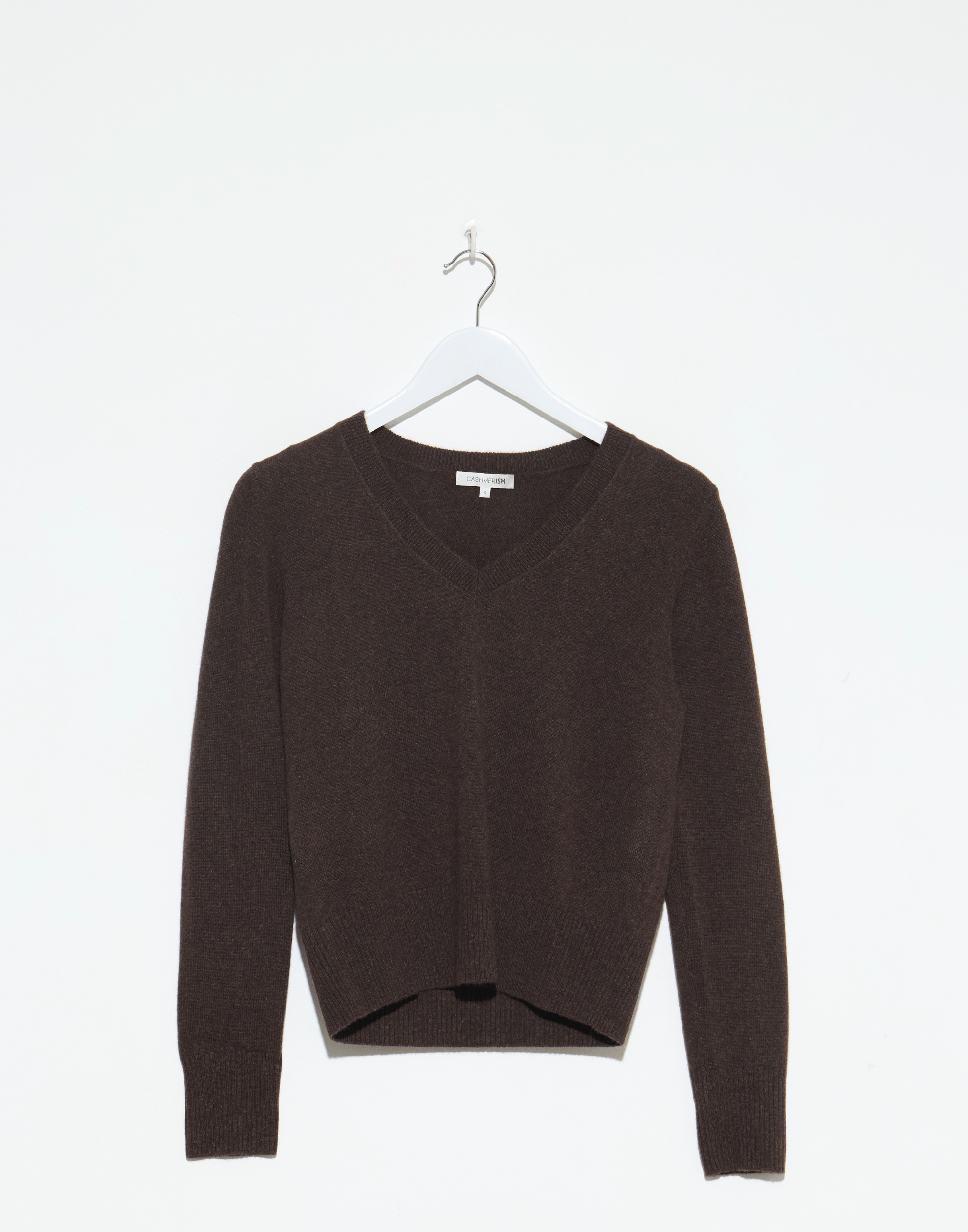 Chocolate Cashmere Essential V Neck Pullover