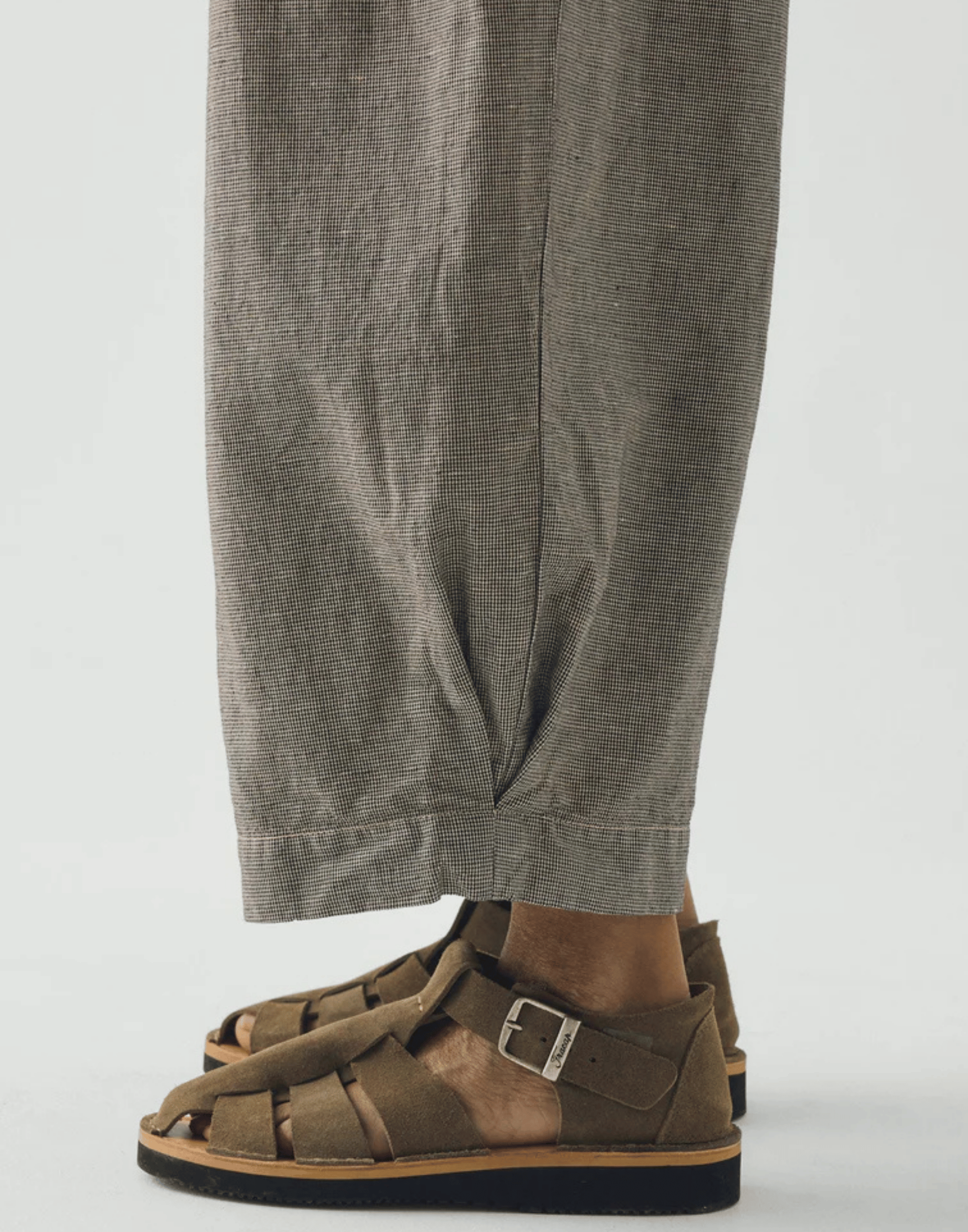 Micro Houndstooth Cotton & Linen Trousers