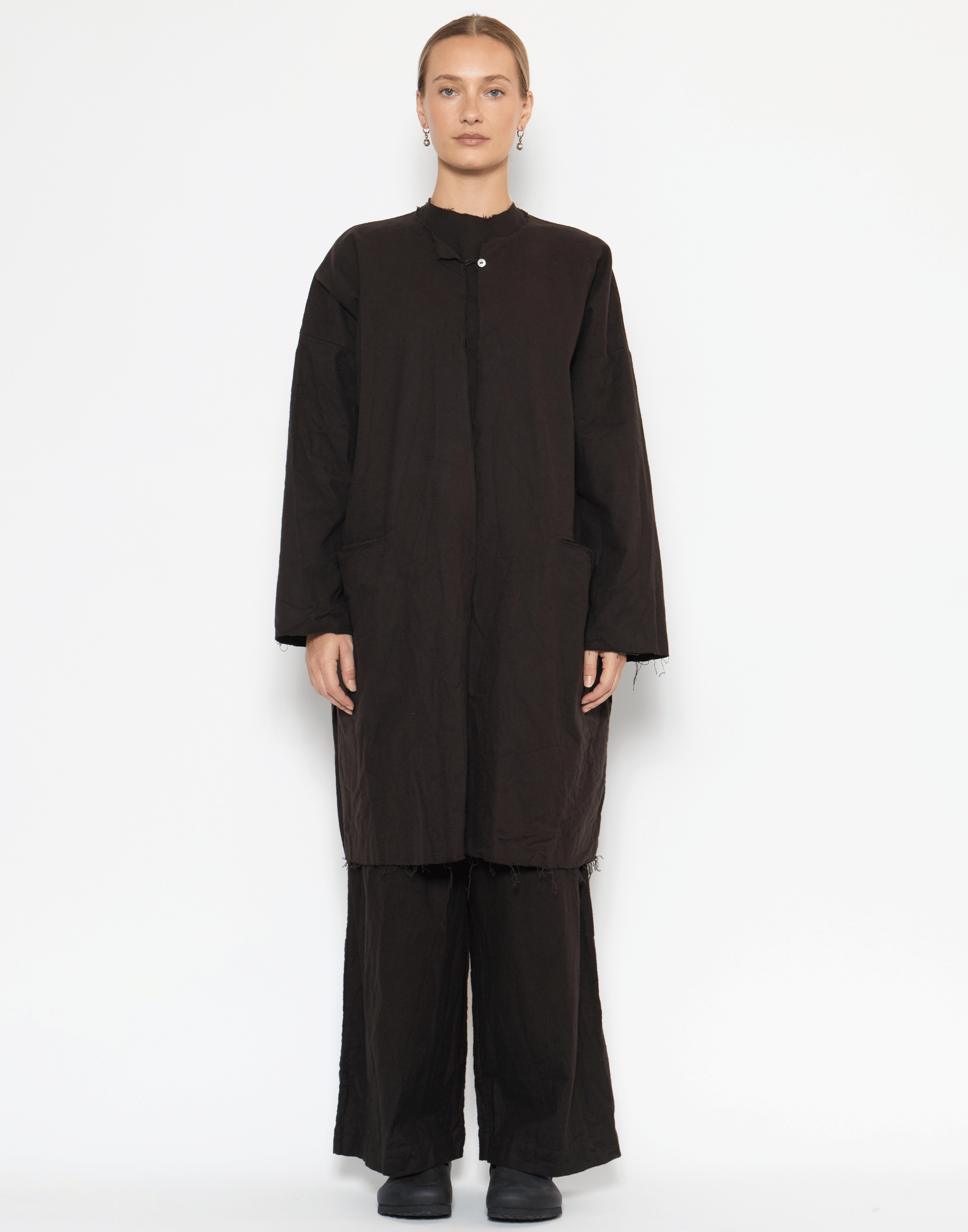 Bitter Chocolate Cotton Flannel Volume Coat