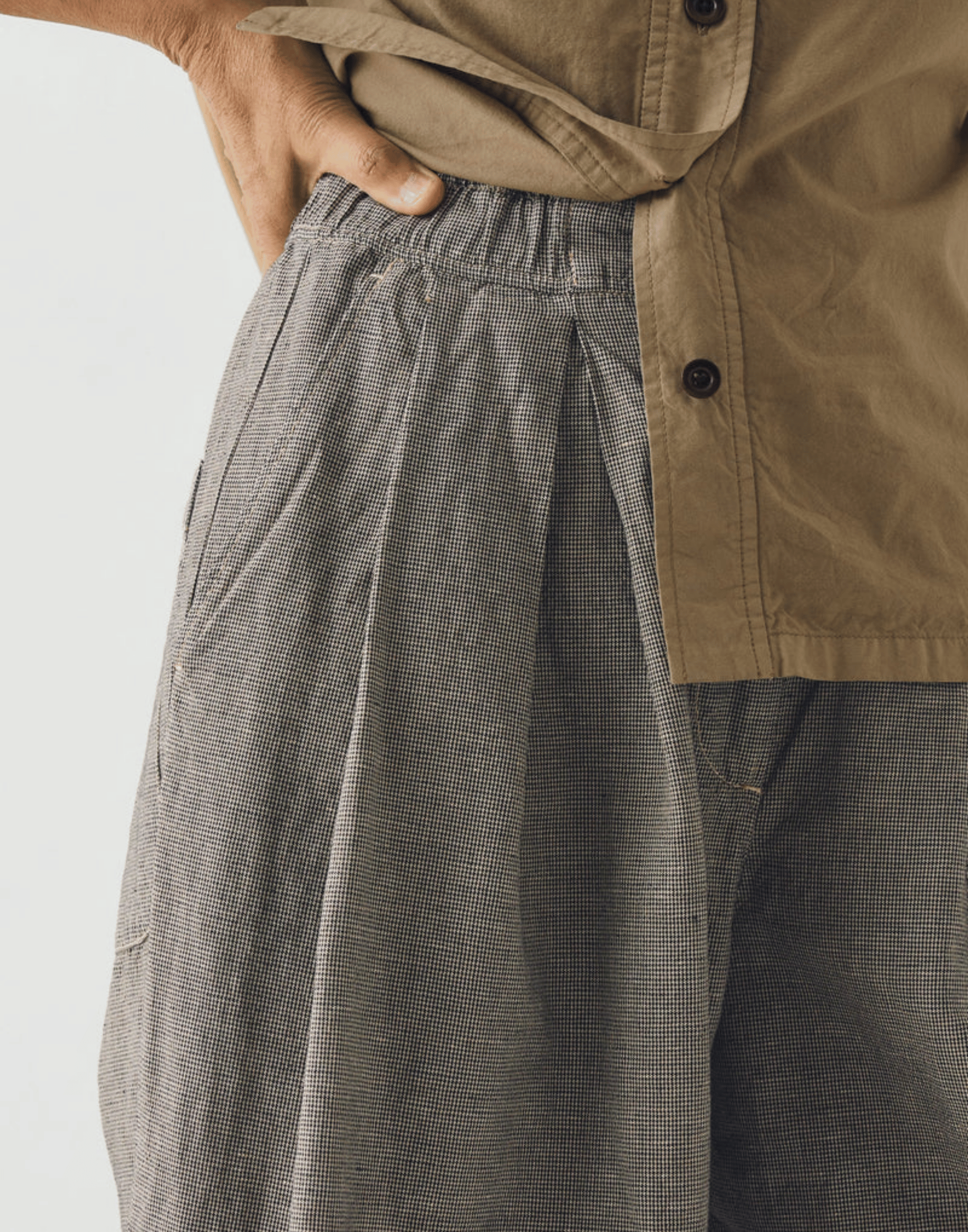 Micro Houndstooth Cotton & Linen Trousers