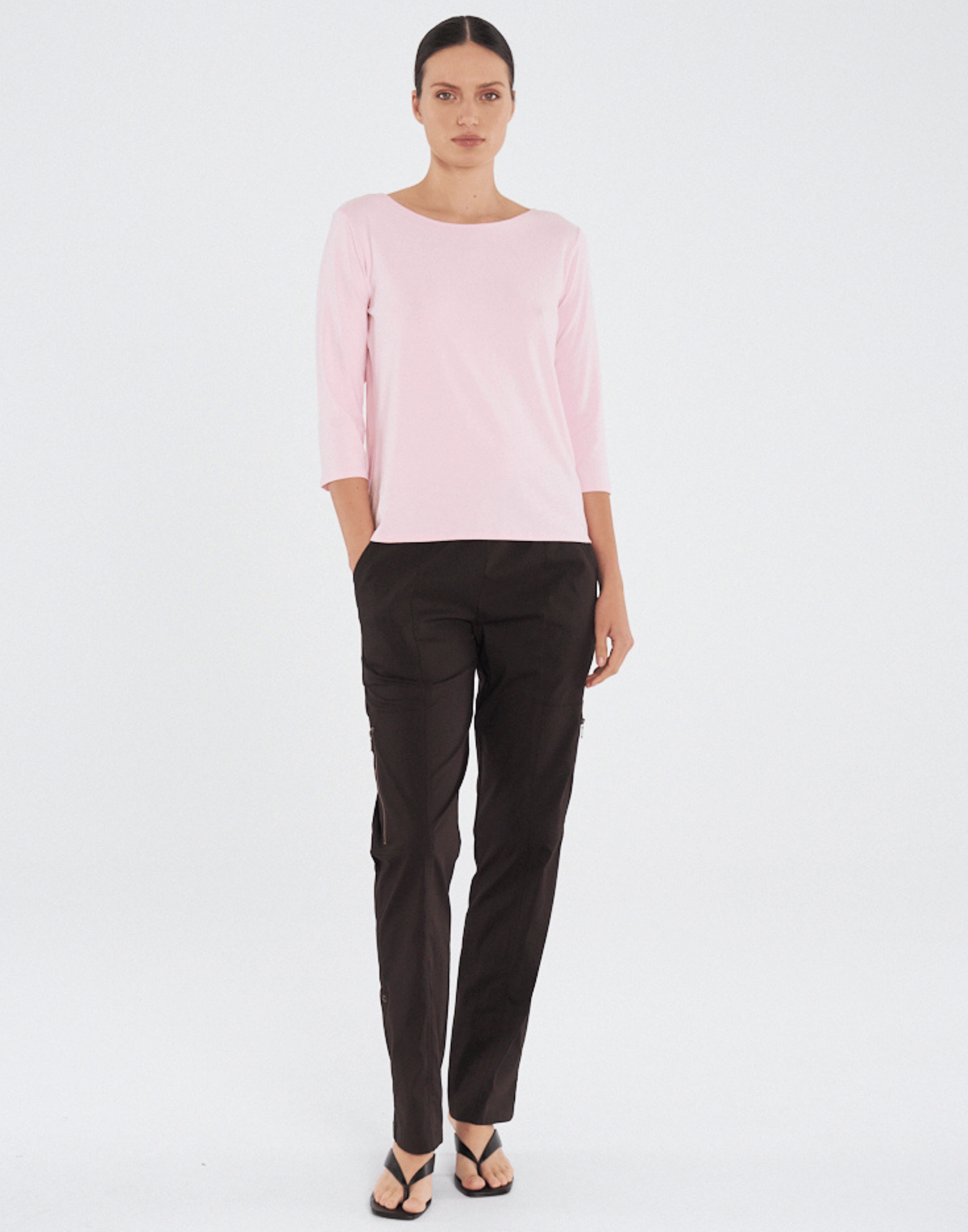 Rosebud Viscose Blend Relaxed Boat Neck Top