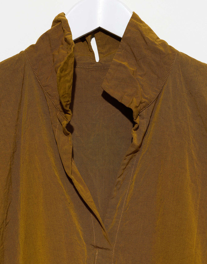 Gold Cotton Spicchi Colletto Lavato Dress
