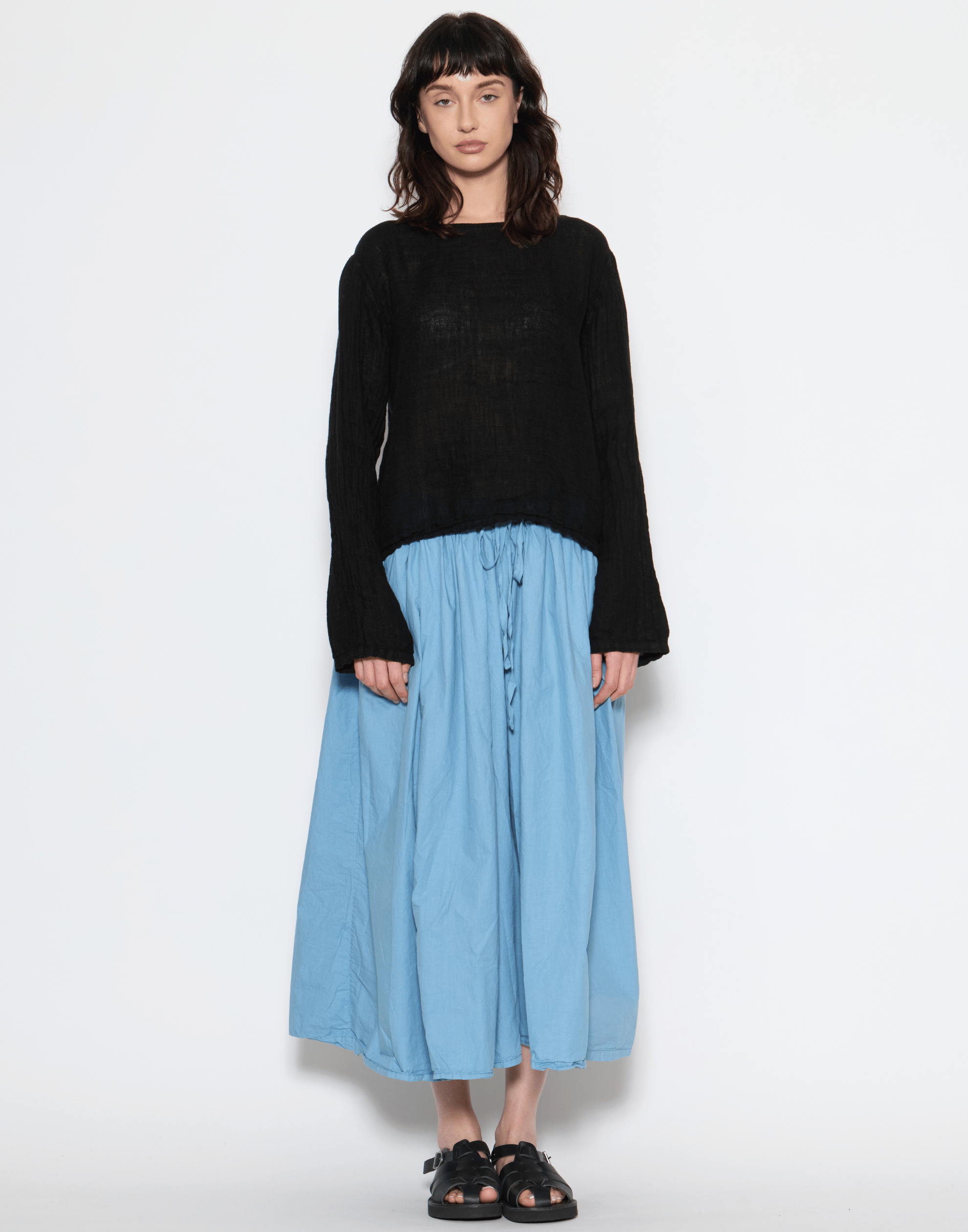 Black Linen Gauze Lilly Top