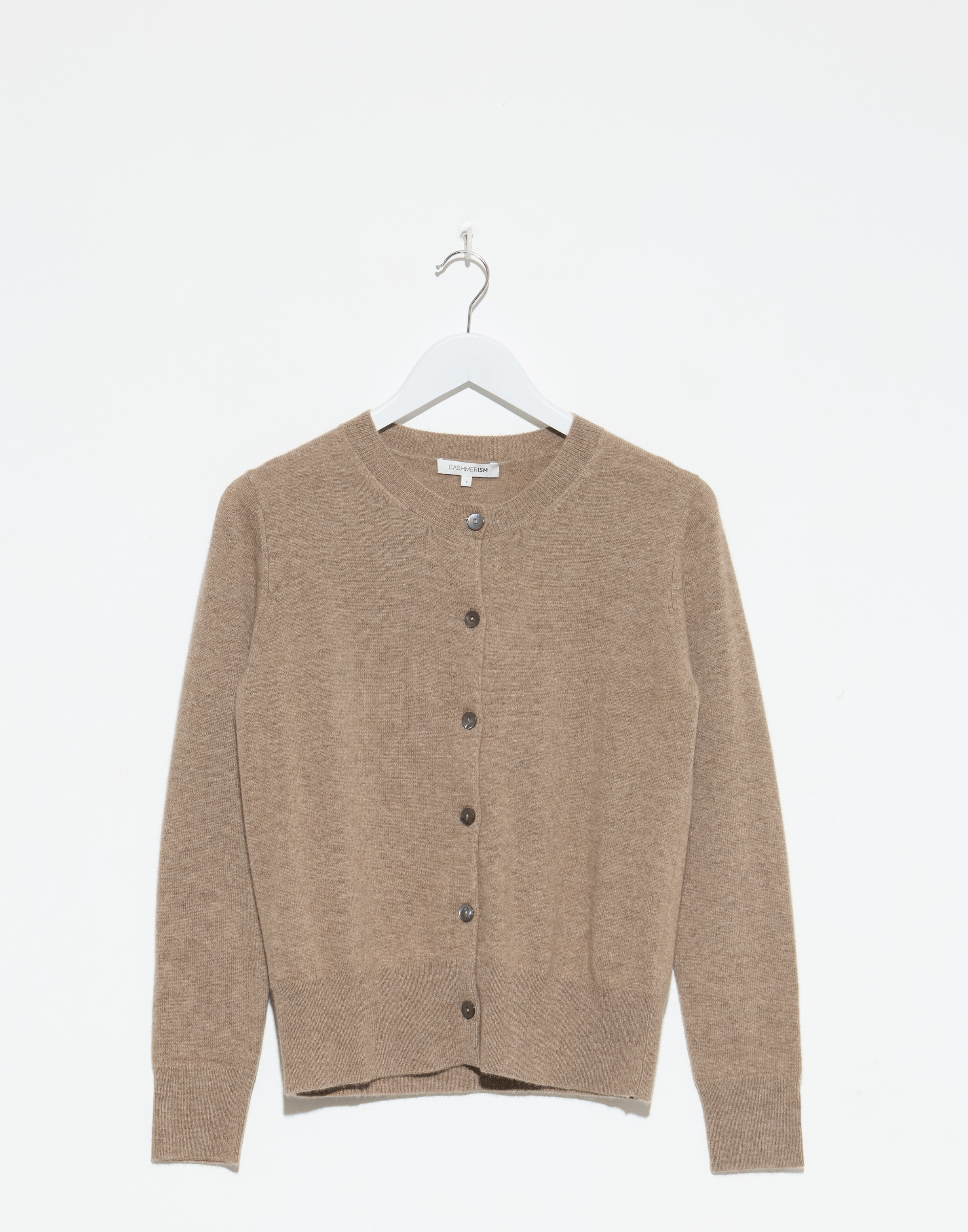 Shiitake Raw Cashmere Crew Neck Cardigan