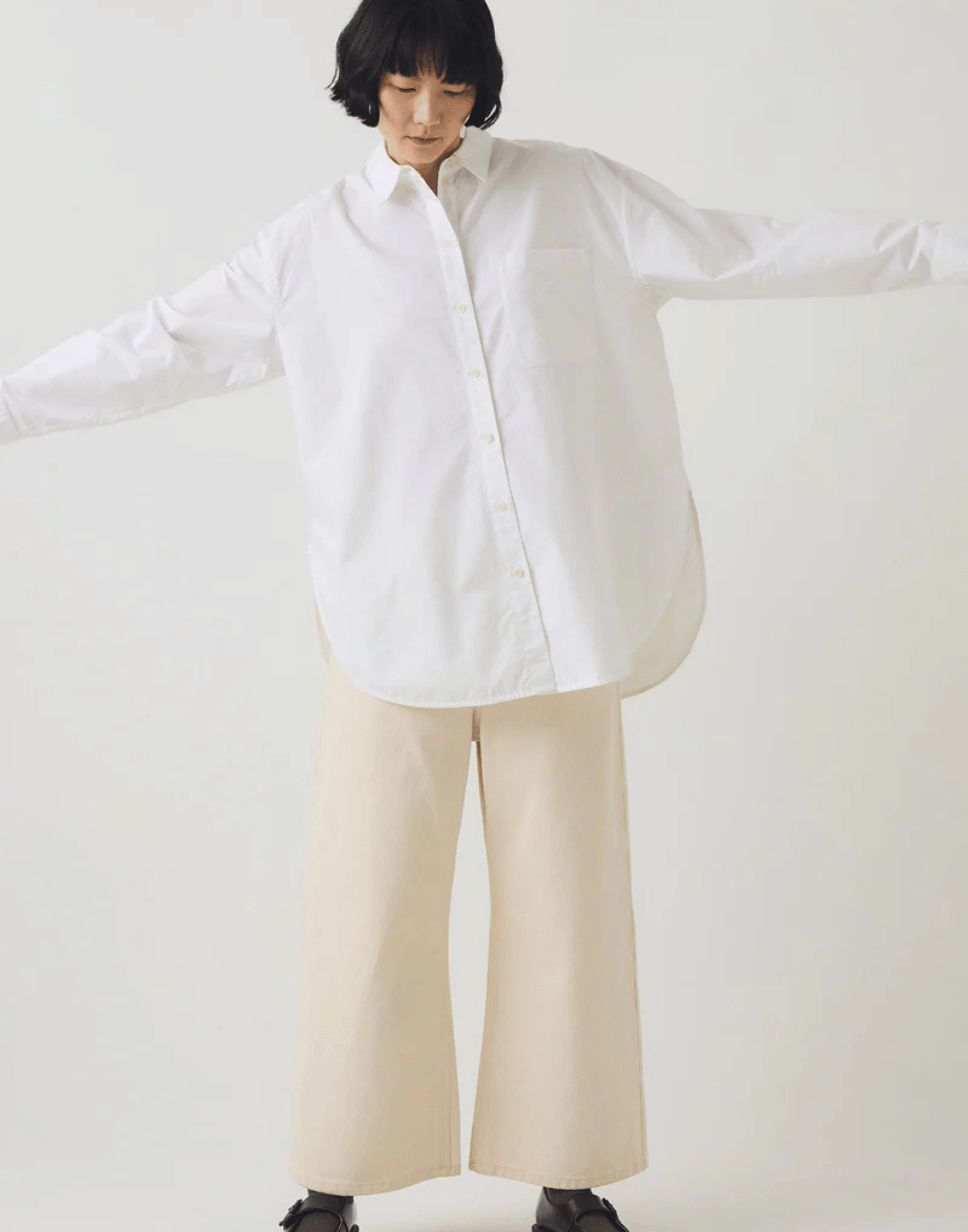 White Cotton Oxford Oversized Long Shirt