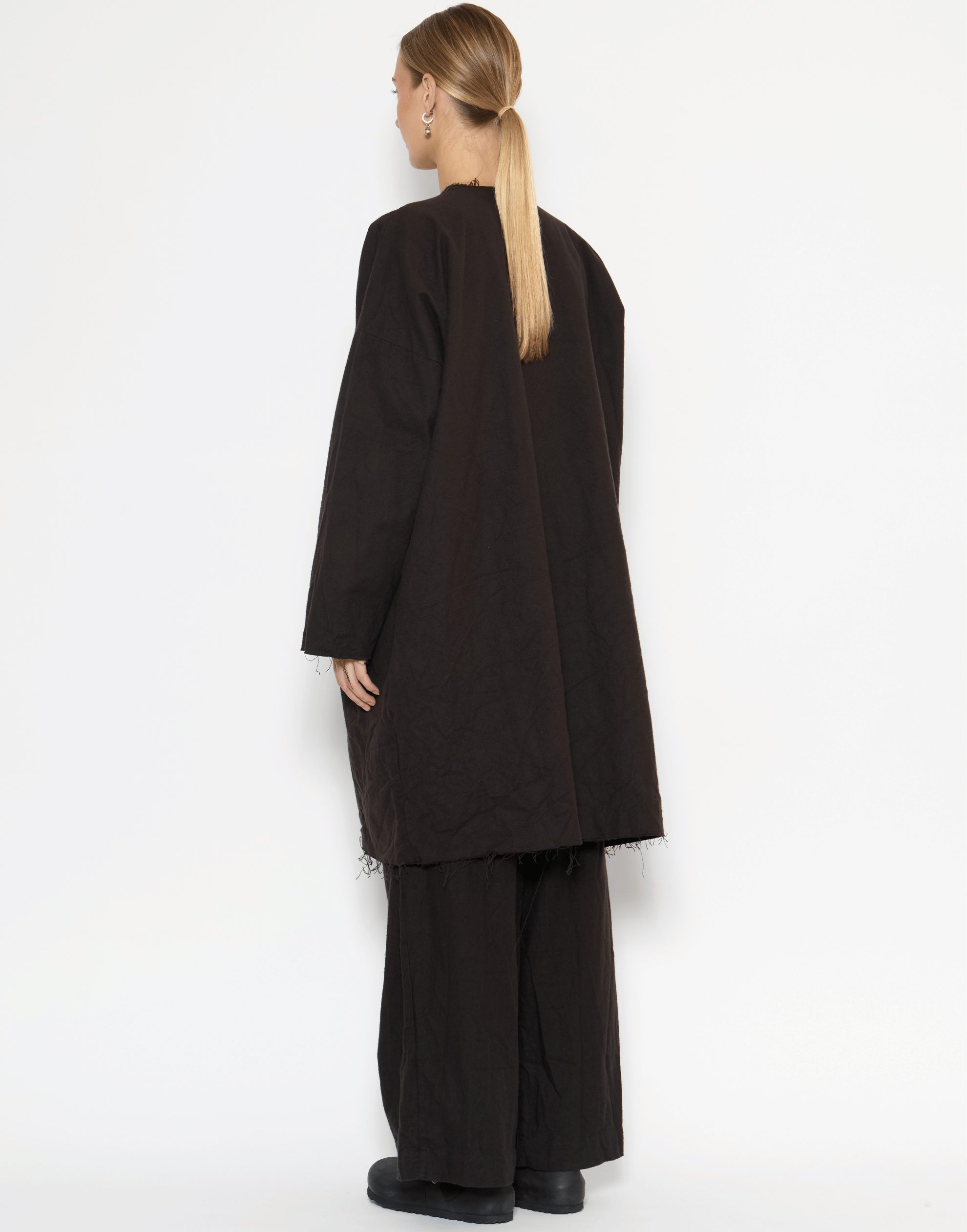 Bitter Chocolate Cotton Flannel Volume Coat