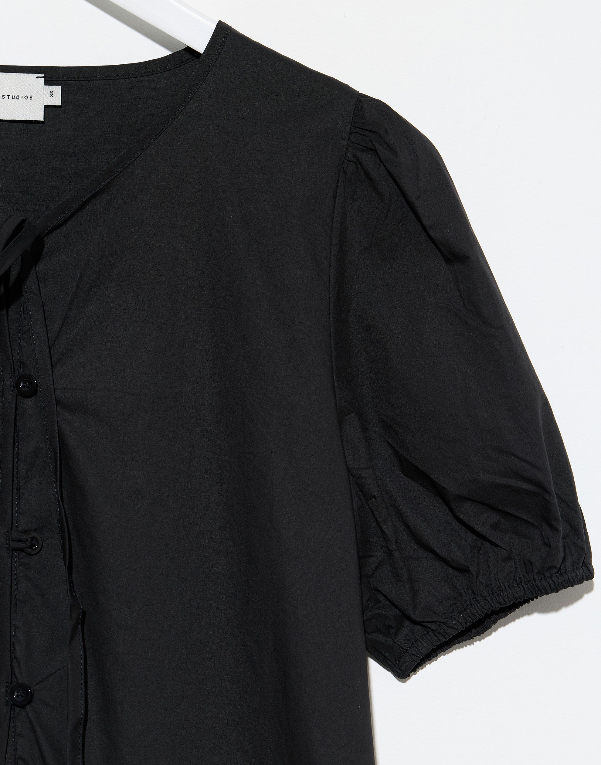 Black Cotton Draw Hem Dress