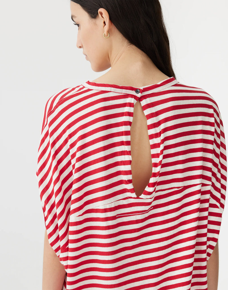 Red Stripe Cotton Circle T-Shirt