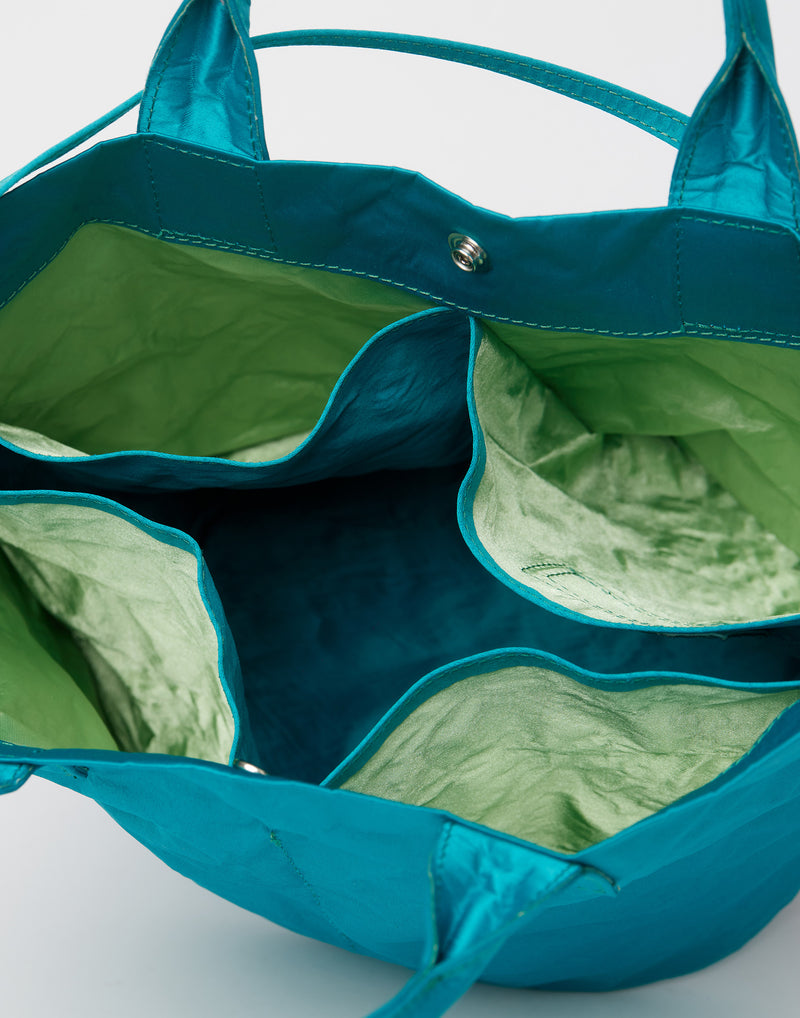 Turquoise Satin Basketino Bag