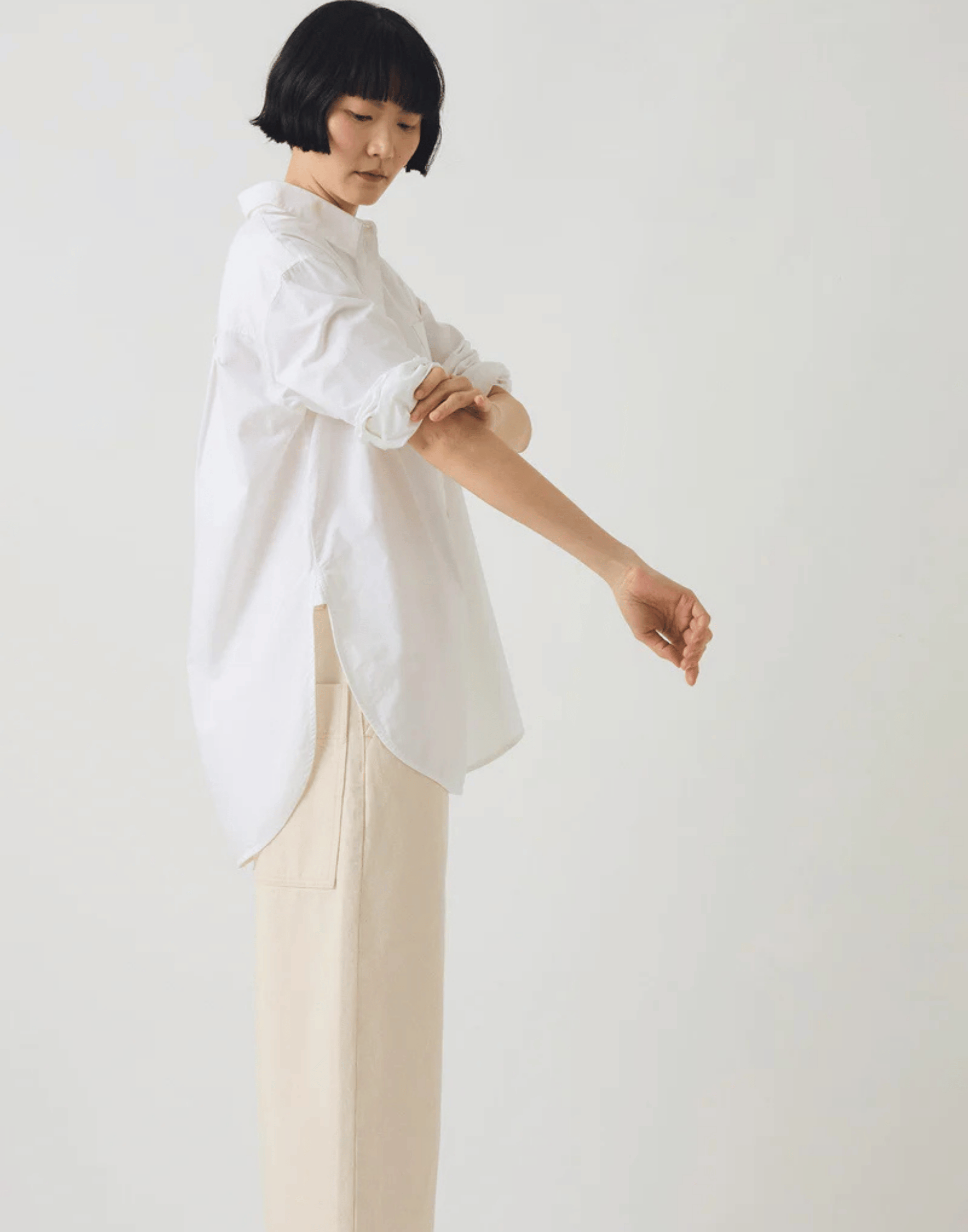 White Cotton Oxford Oversized Long Shirt
