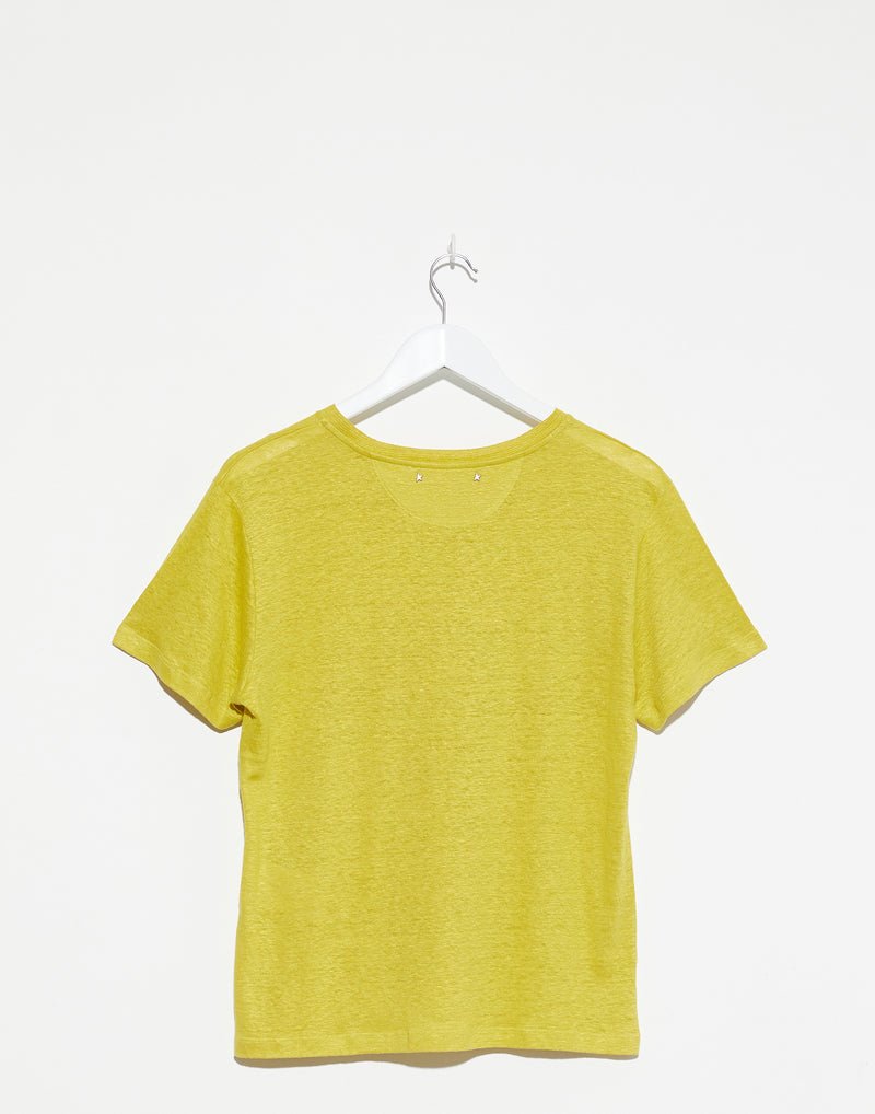 Maize Yellow Linen Printed T-Shirt