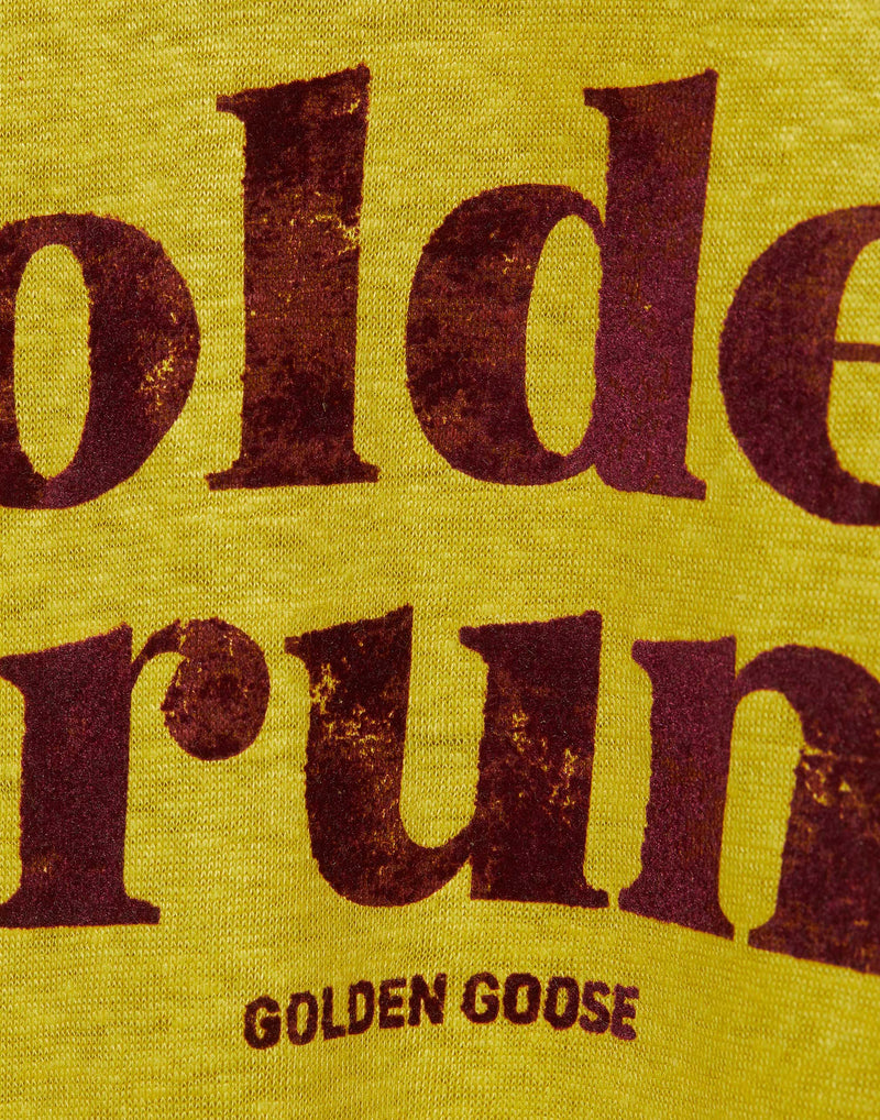 Maize Yellow Linen Printed T-Shirt