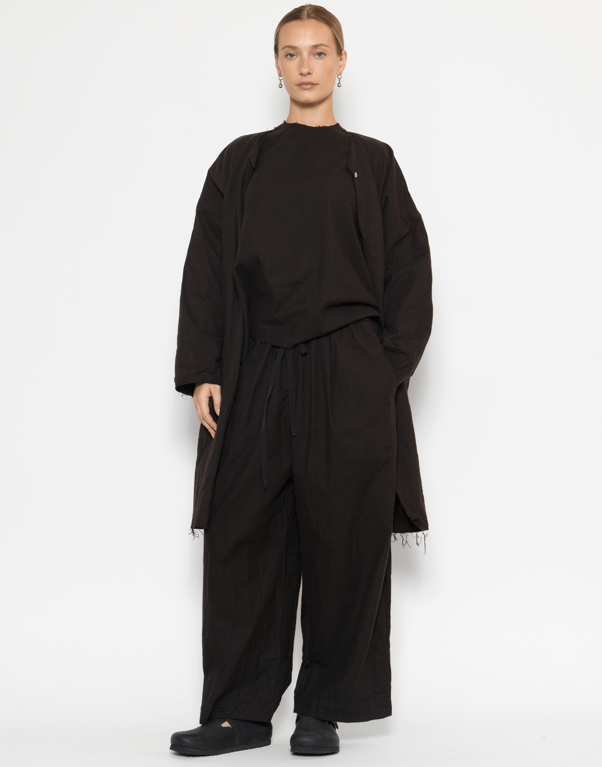 Bitter Chocolate Cotton Flannel Volume Coat