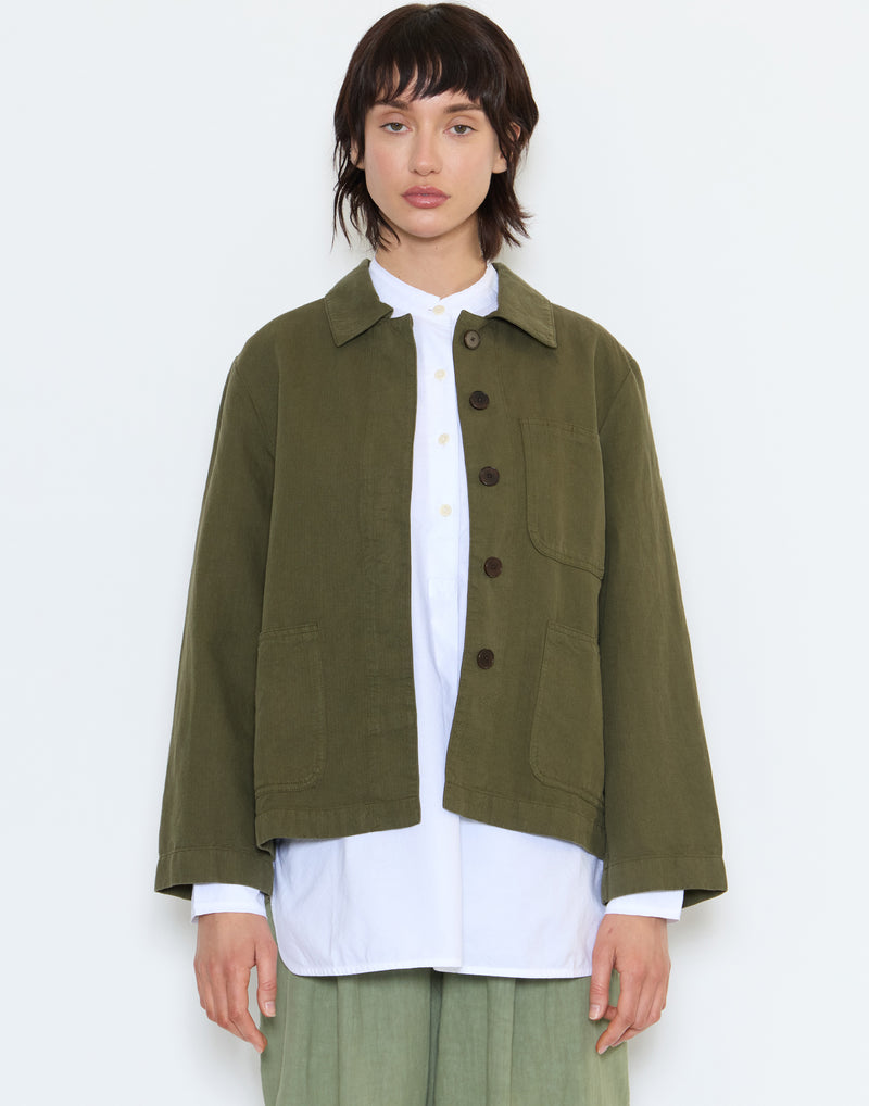 Sap Green Cotton & Linen Jacket