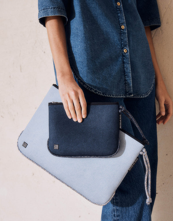 Dark Denim Everyday Large Flat Pouch
