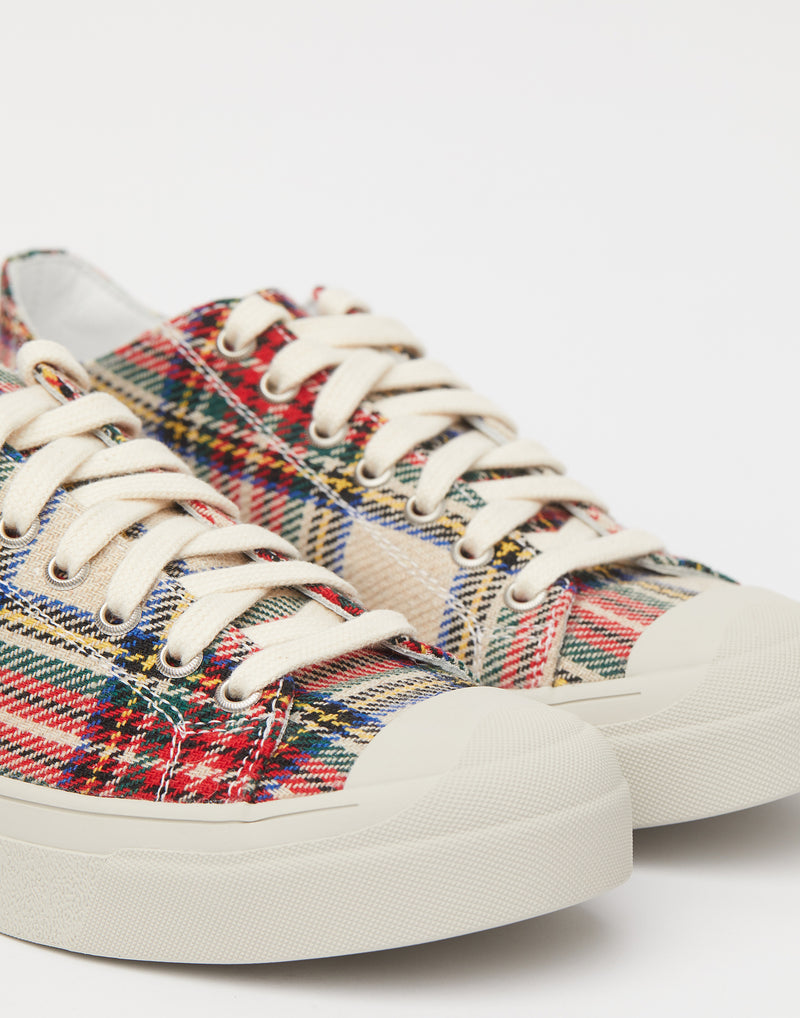 Red Tartan Wool Folk Sneakers