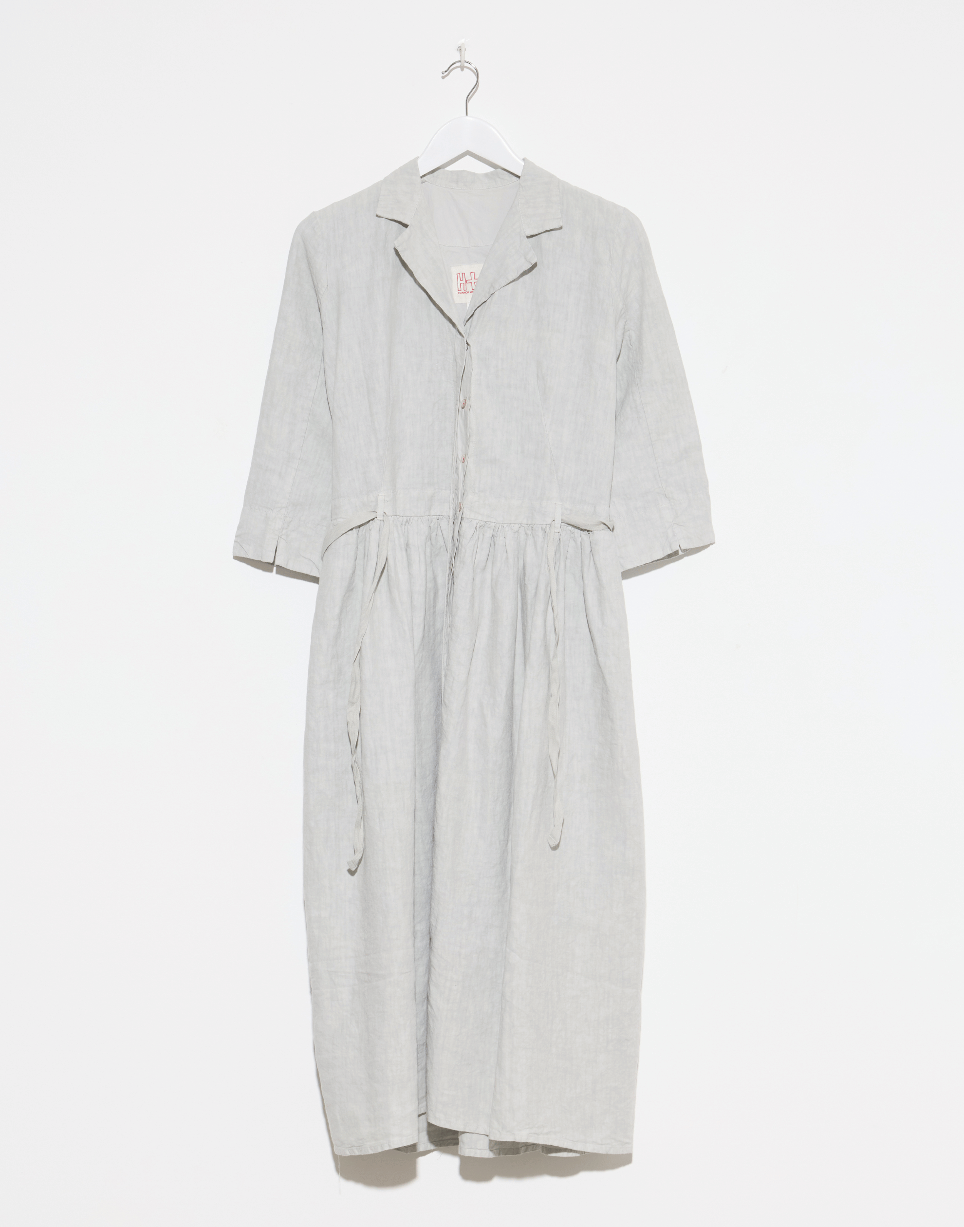 Pearl Grey Linen Davina Shirt Dress