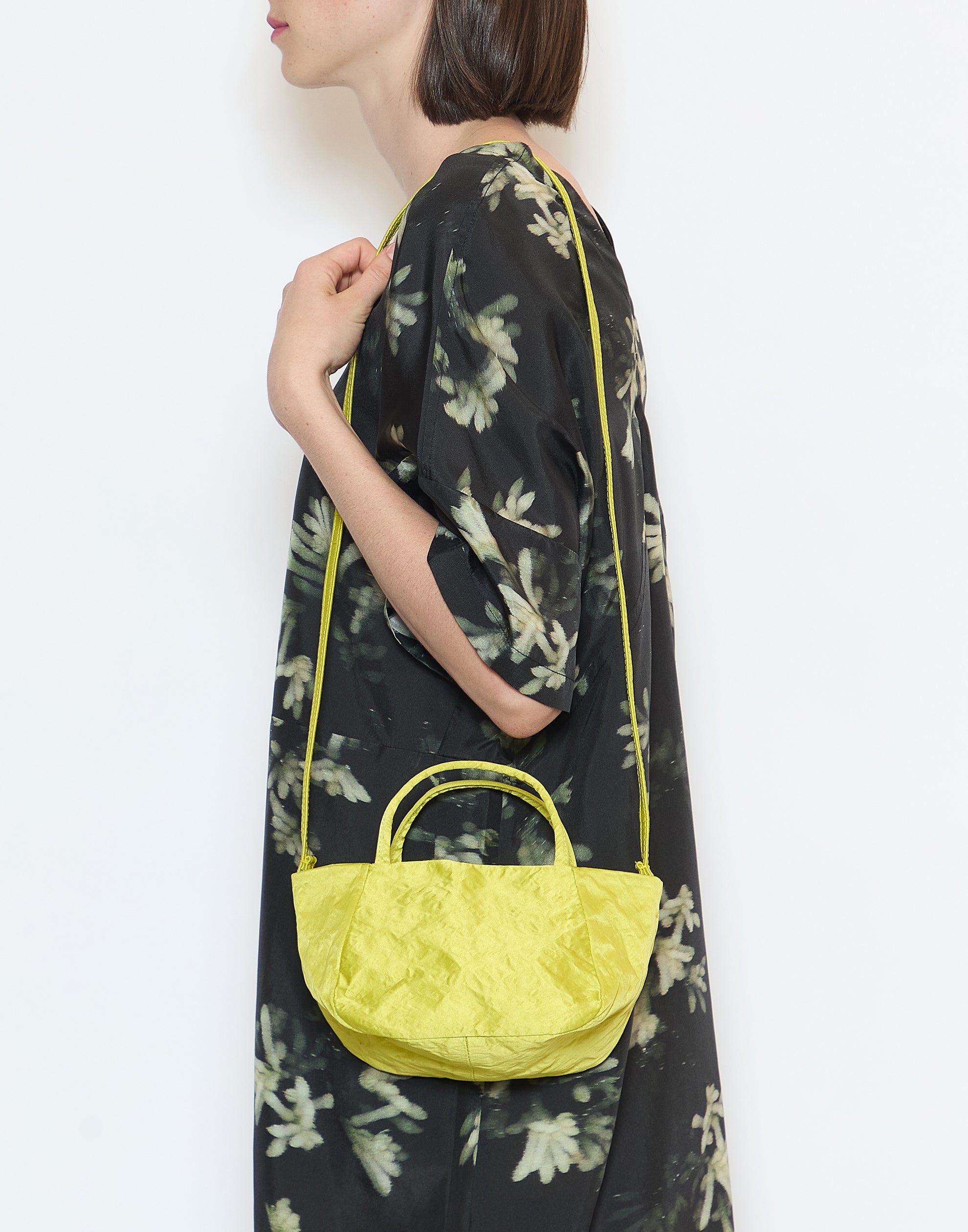 Small Lemon Satin & Metallic Foil Vicky Bag