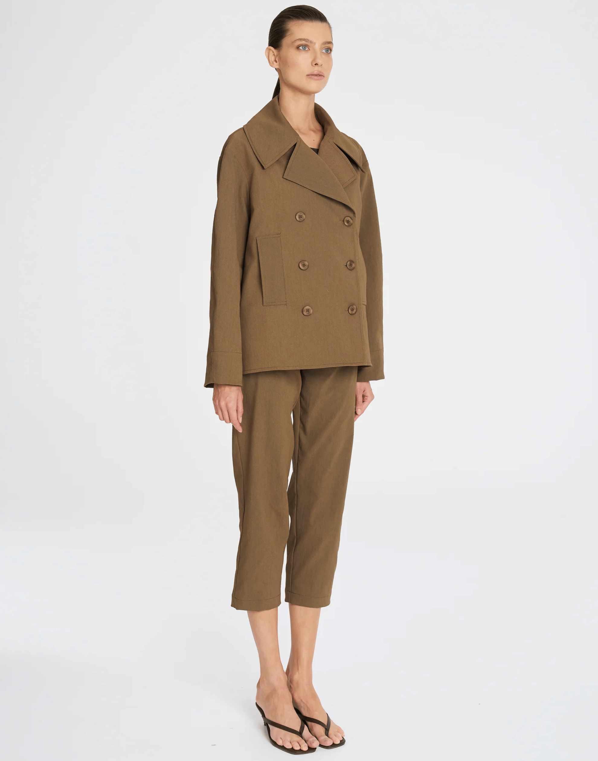 Tannin Stretch Twill Pea Jacket