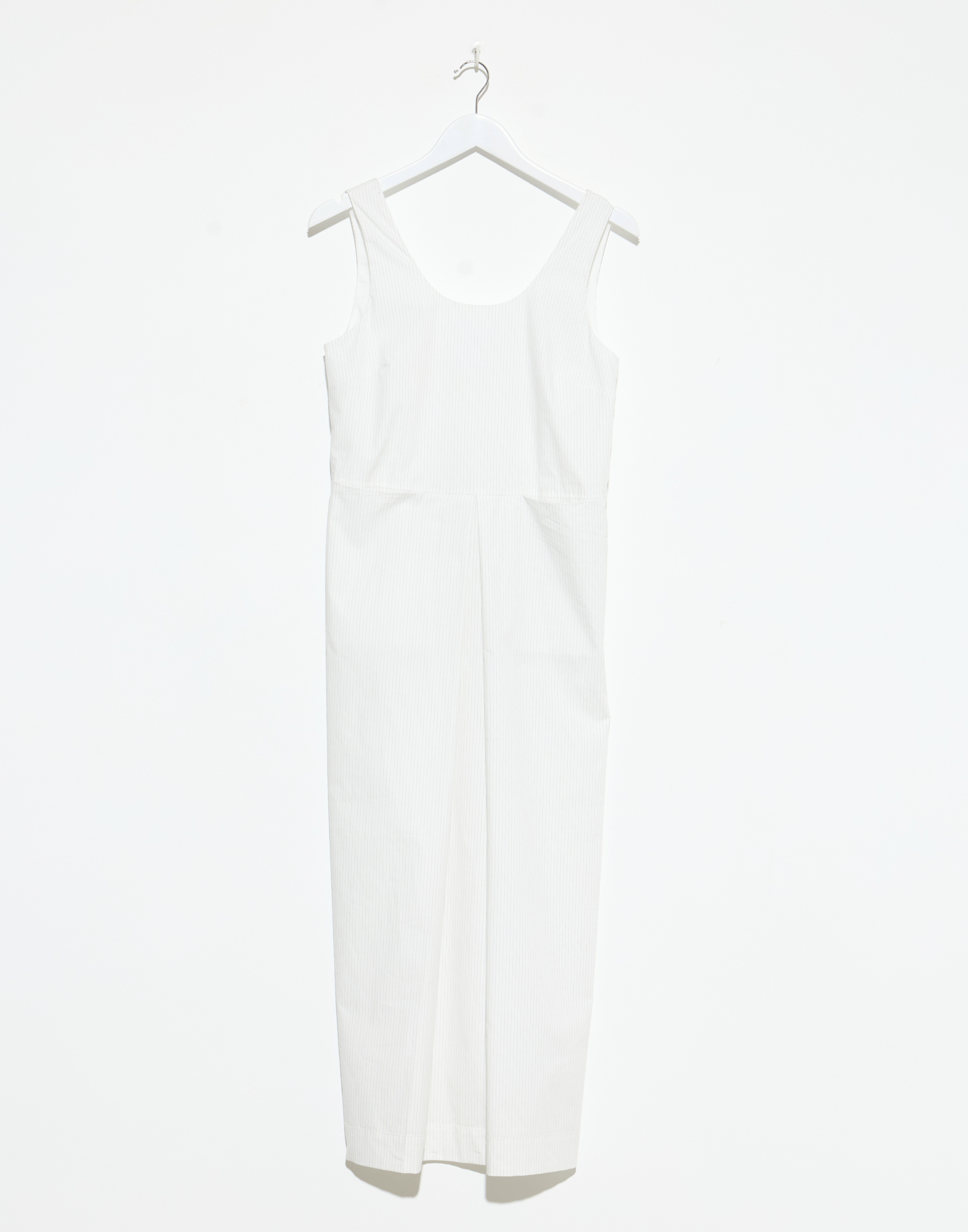 White Pinstripe Cotton Floss Dress