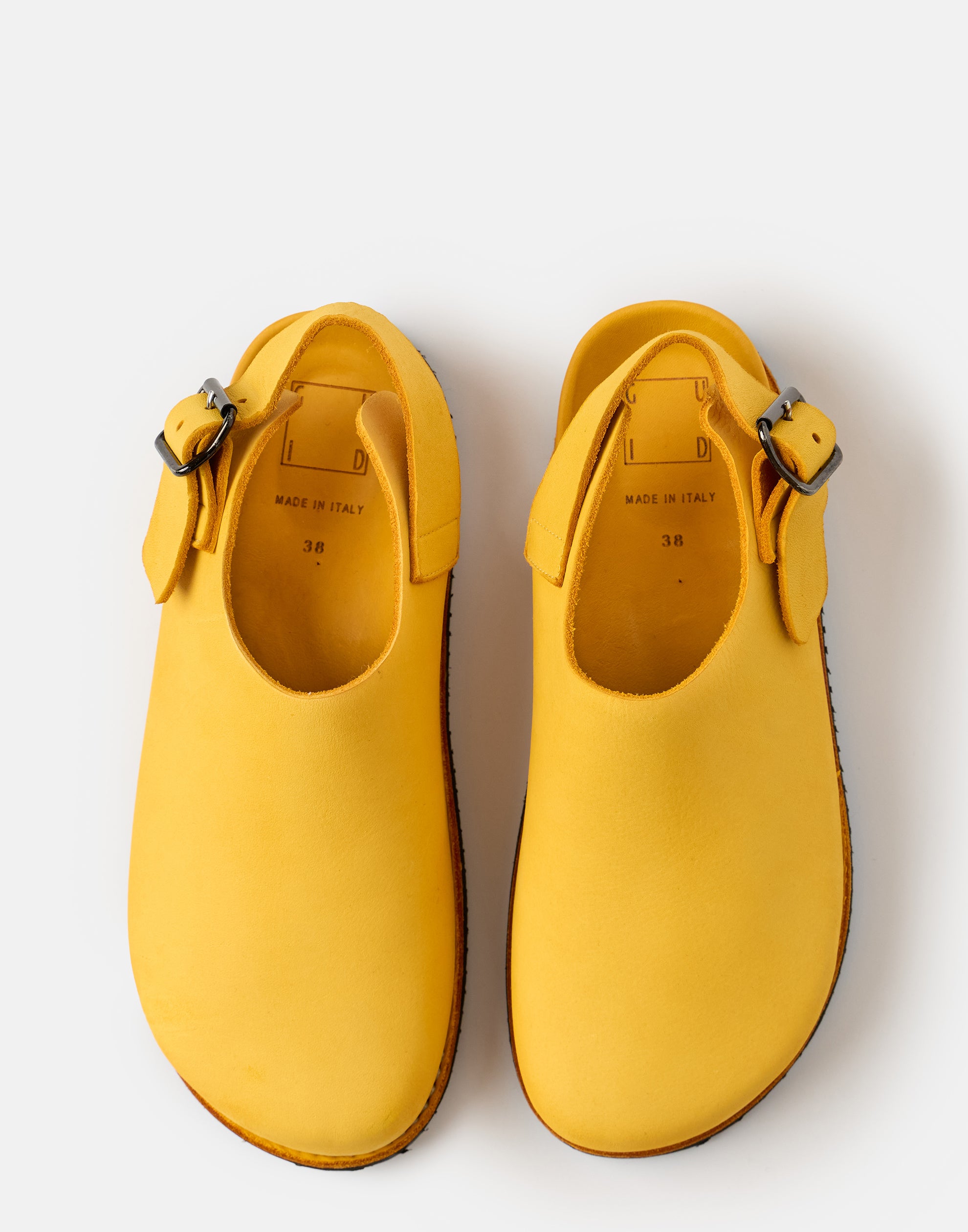 Yellow Leather Buckle Loafers