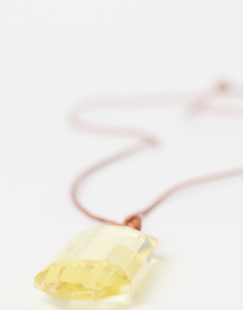 Yellow Glass Pendant Necklace