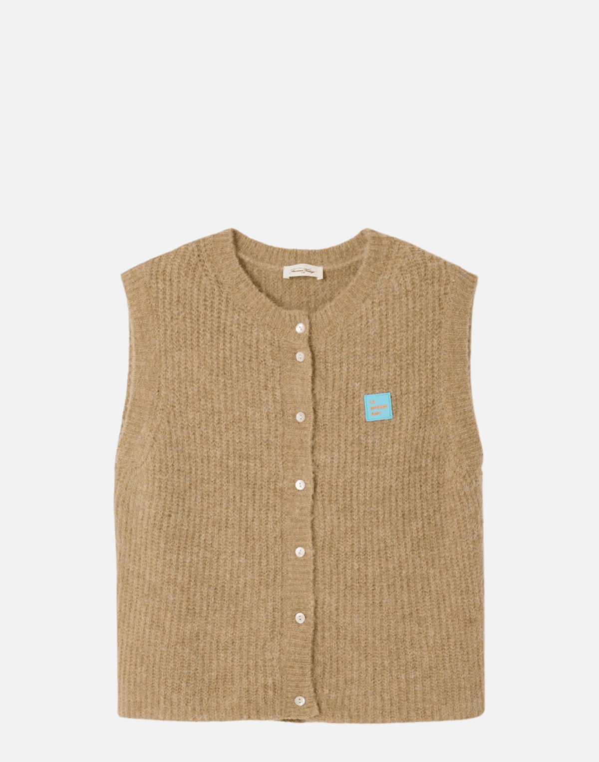 Sand Melange Wool Blend East Vest