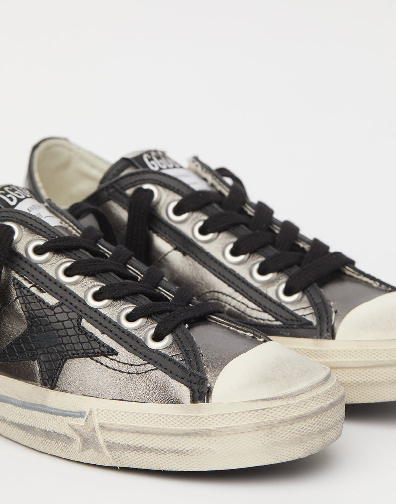 Dark Grey Laminated Leather V Star Sneakers