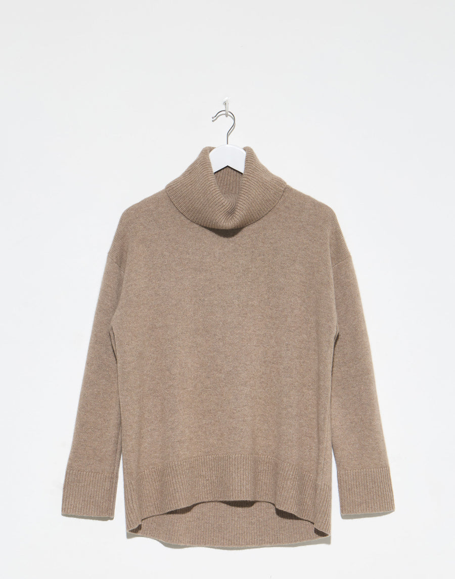 Shiitake Raw Cashmere Chunky Rollneck Pullover