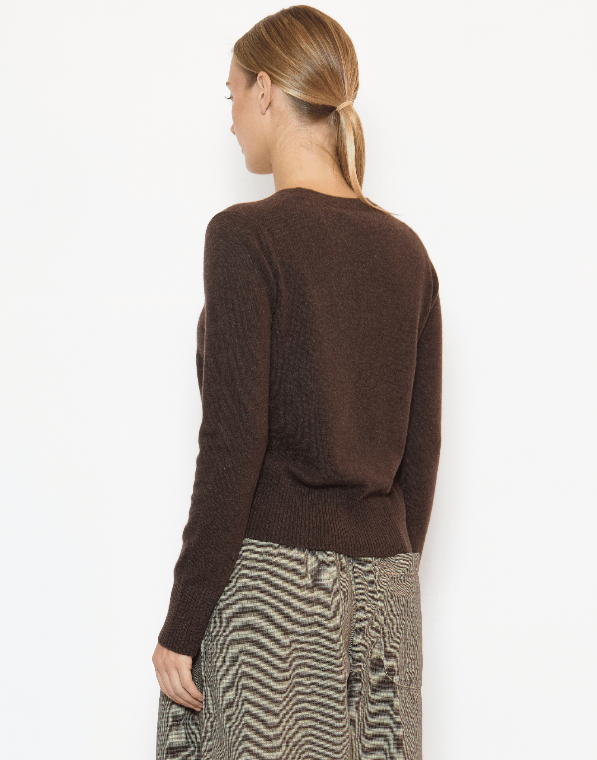 Chocolate Cashmere Essential V Neck Pullover