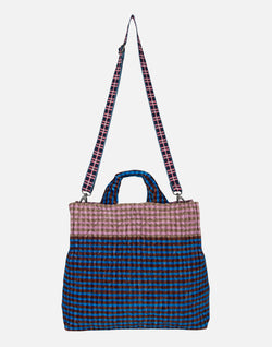 Blue & Pink Large Cotton Velvet Tote