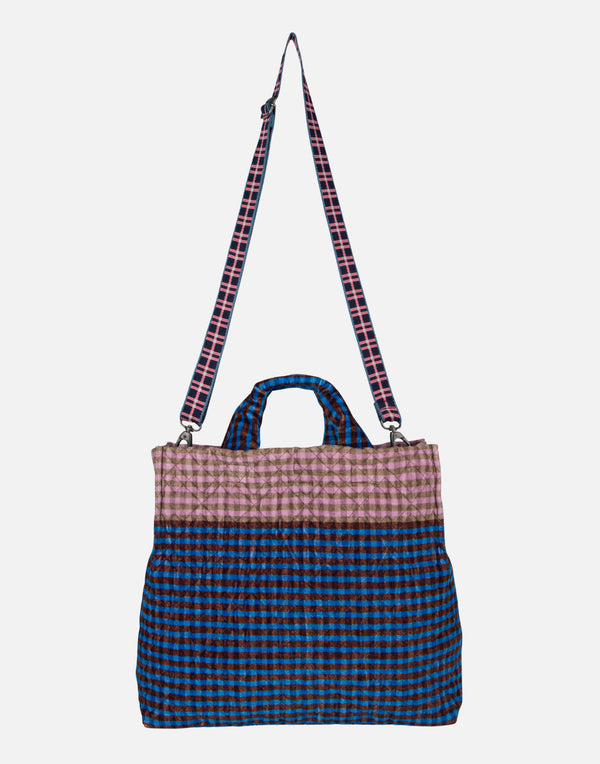 Blue & Pink Large Cotton Velvet Tote