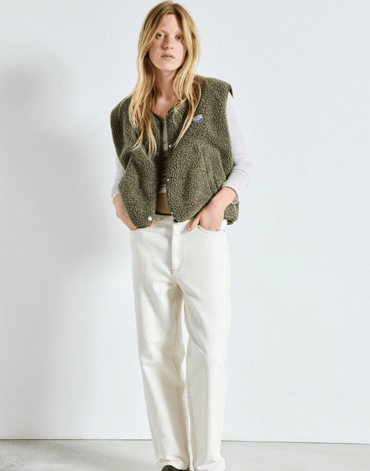 Khaki Melange Faux Shearling Hocktown Vest