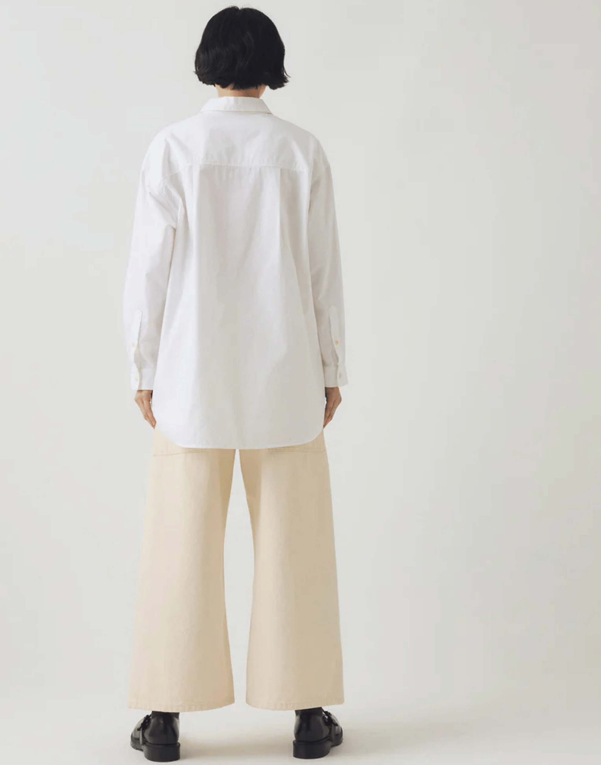 White Cotton Oxford Oversized Long Shirt