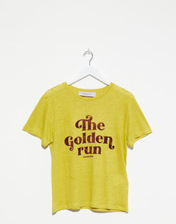 Maize Yellow Linen Printed T-Shirt