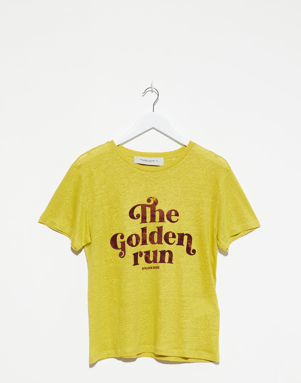 Maize Yellow Linen Printed T-Shirt