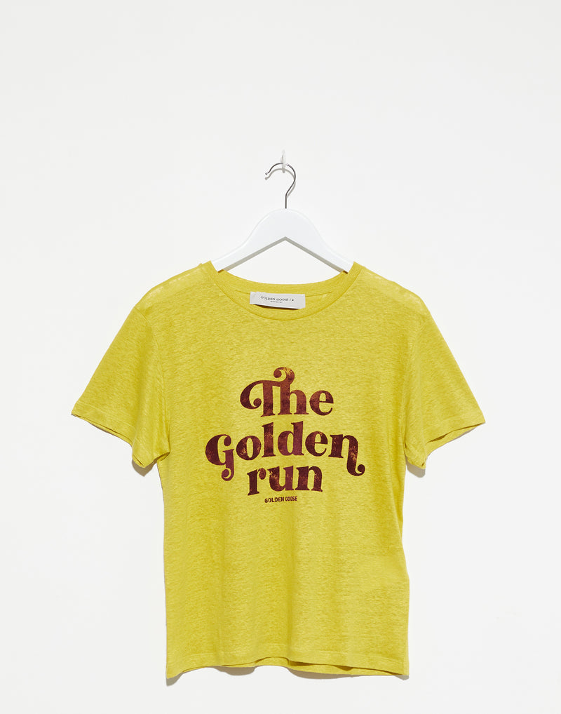 Maize Yellow Linen Printed T-Shirt
