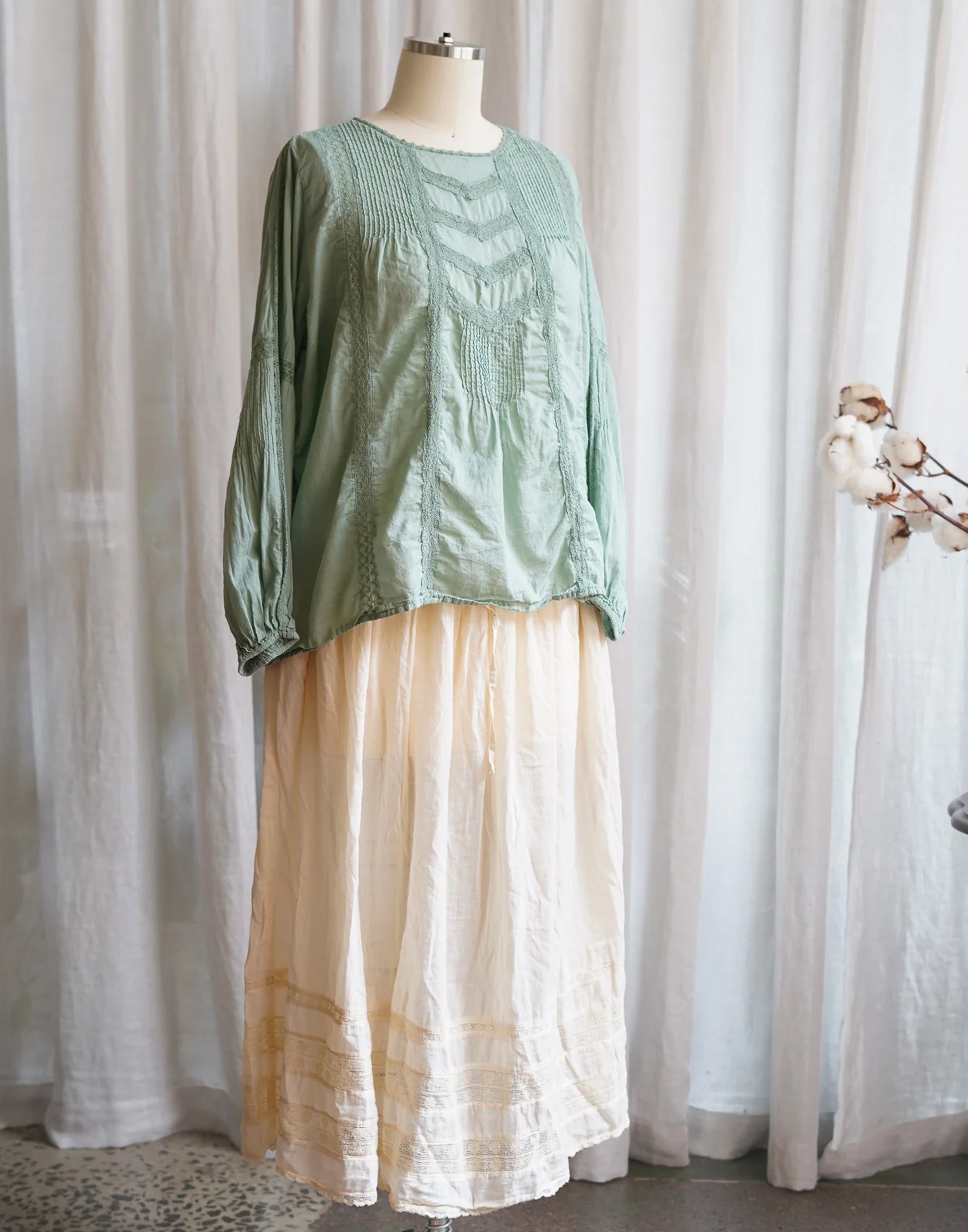 Duck Egg Cotton Lace Alice Blouse