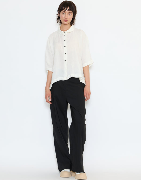 Black Cotton Blend Stretch Pants