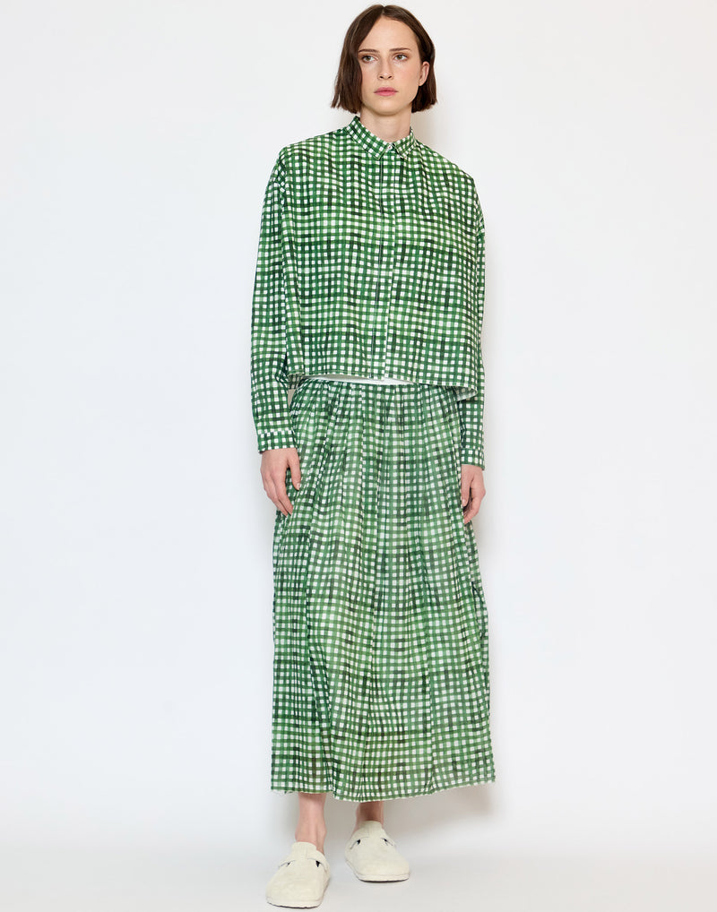 Green Check Cotton Juliana Skirt